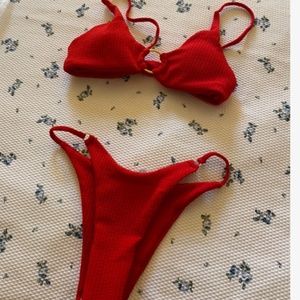 Cherry Red Brand New Bikini with metal accents